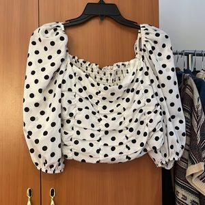 Shein Polka Dot Smocked Blouse